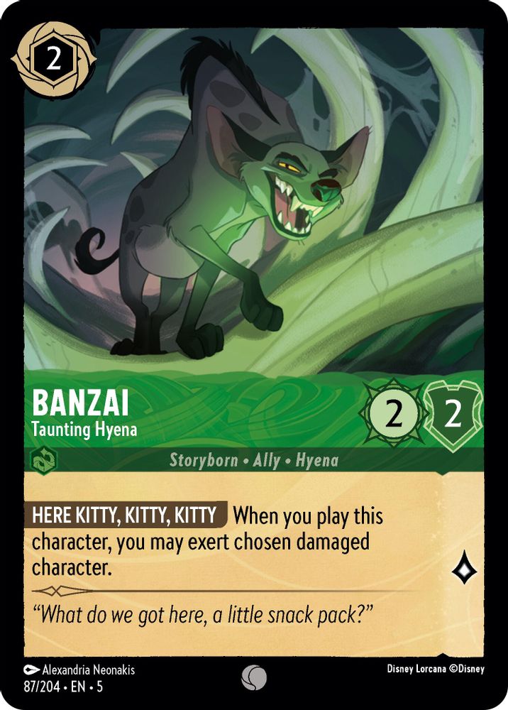 Banzai - Taunting Hyena 87/204 Common Shimmering Skies Lorcana Near Mint