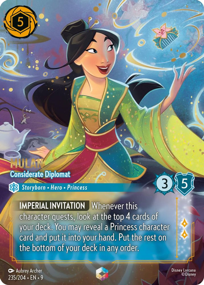 Mulan - Considerate Diplomat (Enchanted) 235/204 Fabled Lorcana Holo NM