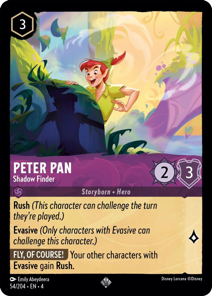 Peter Pan - Shadow Finder 54/204 Super Rare Ursula's Return Lorcana Near Mint