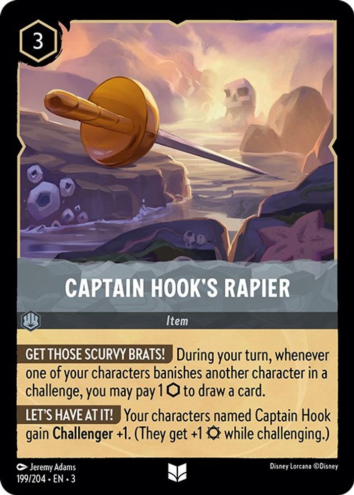 Captain Hook's Rapier 199/204 Uncommon Into the Inklands Lorcana Near Mint