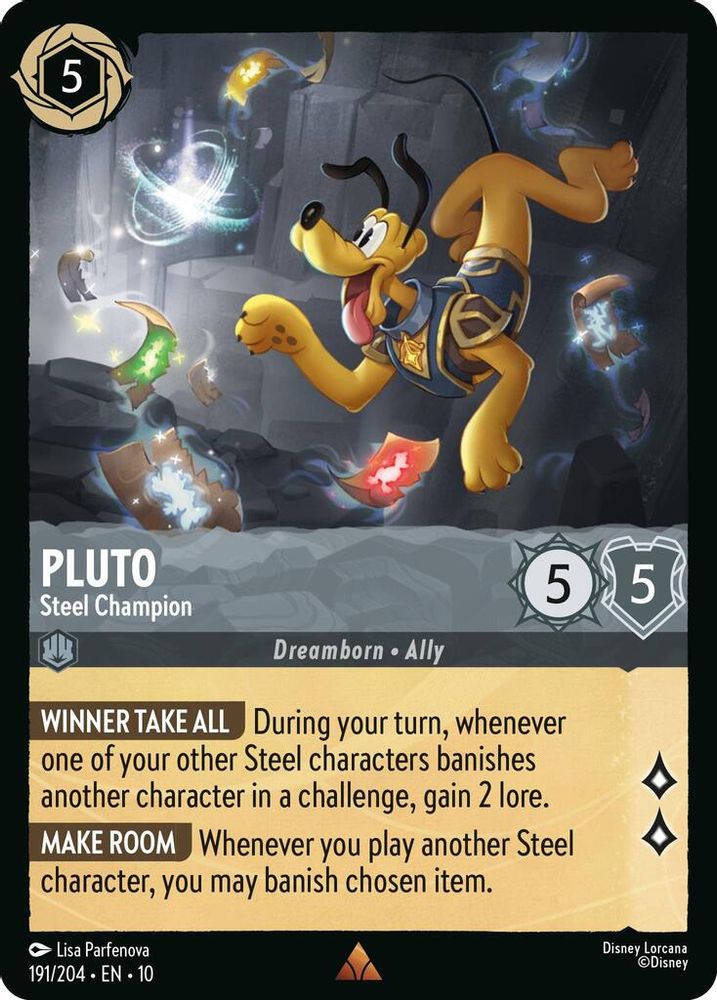 Pluto - Steel Champion 191/204 Rare Whispers in the Well Lorcana Near Mint