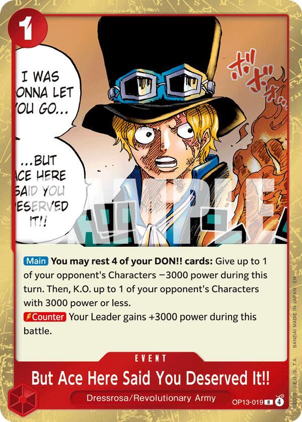 But Ace Here Said You Deserved It!! OP13-019 Carrying On His Will One Piece Foil NM