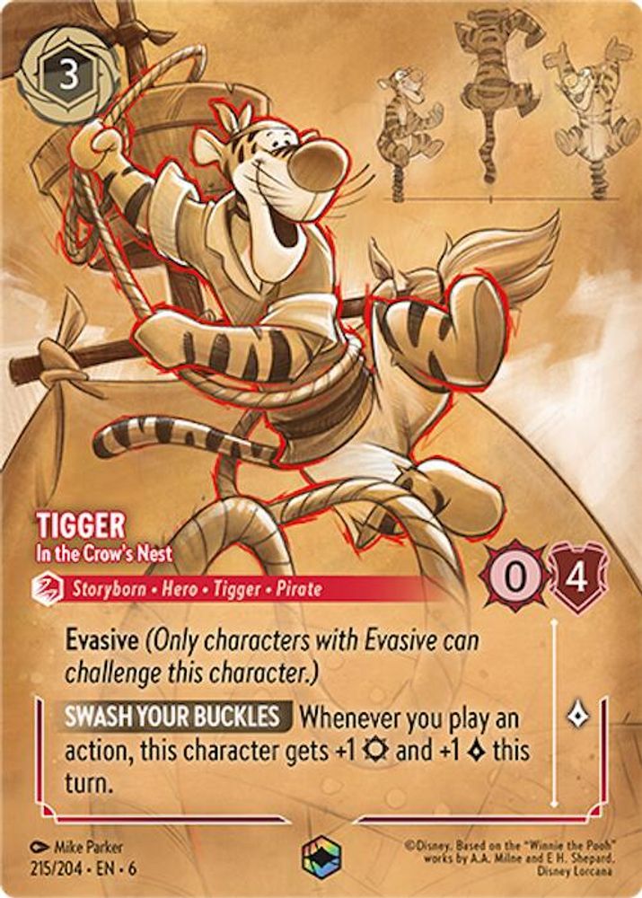 Tigger - In the Crow's Nest (Enchanted) 215/204 Azurite Sea Lorcana Holo NM