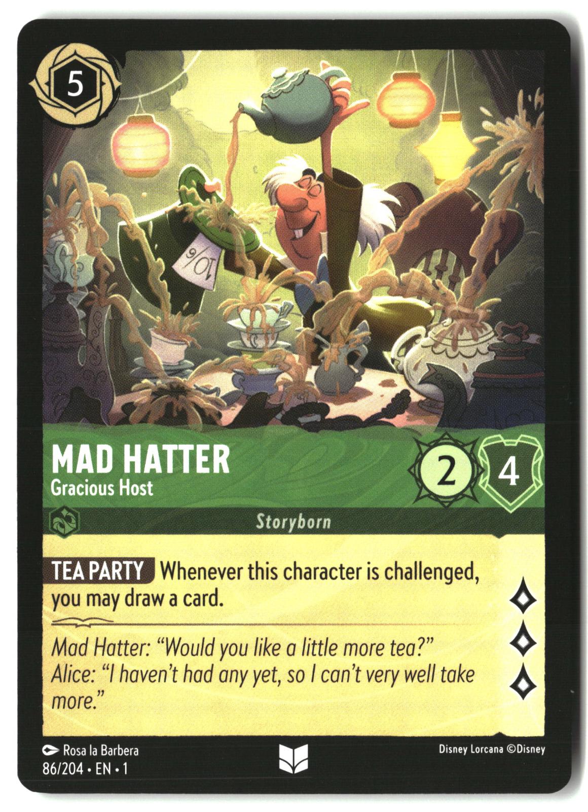 Mad Hatter - Gracious Host 86/204 Uncommon The First Chapter Lorcana LP