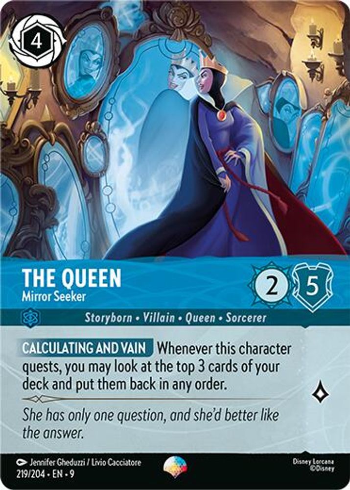 The Queen - Mirror Seeker (Epic) 219/204 Epic Fabled Lorcana Holo Near Mint