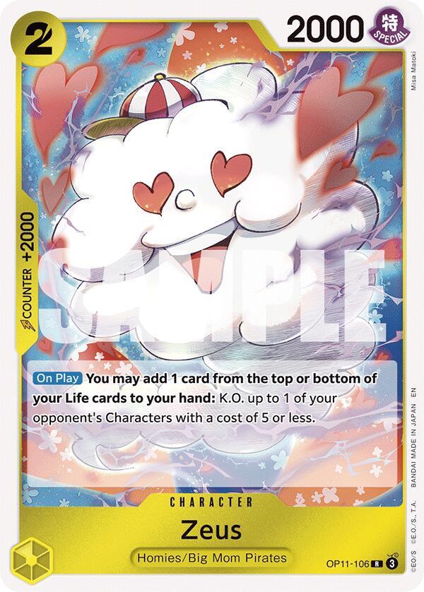 Zeus OP11-106 Rare A Fist of Divine Speed One Piece Foil Near Mint