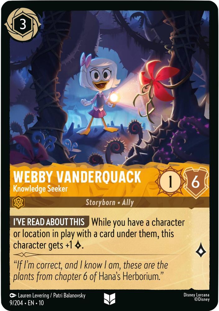 Webby Vanderquack - Knowledge Seeker 9/204 Whispers in the Well Lorcana NM