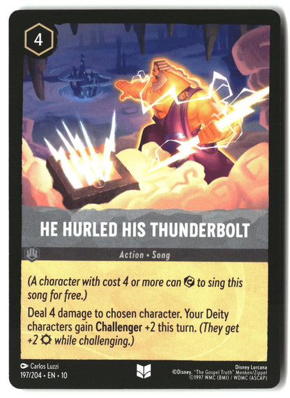 He Hurled His Thunderbolt 197/204 Uncommon Whispers in the Well Lorcana LP