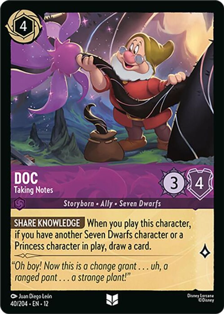 Doc - Taking Notes 40/204 Uncommon Wilds Unknown Lorcana Near Mint