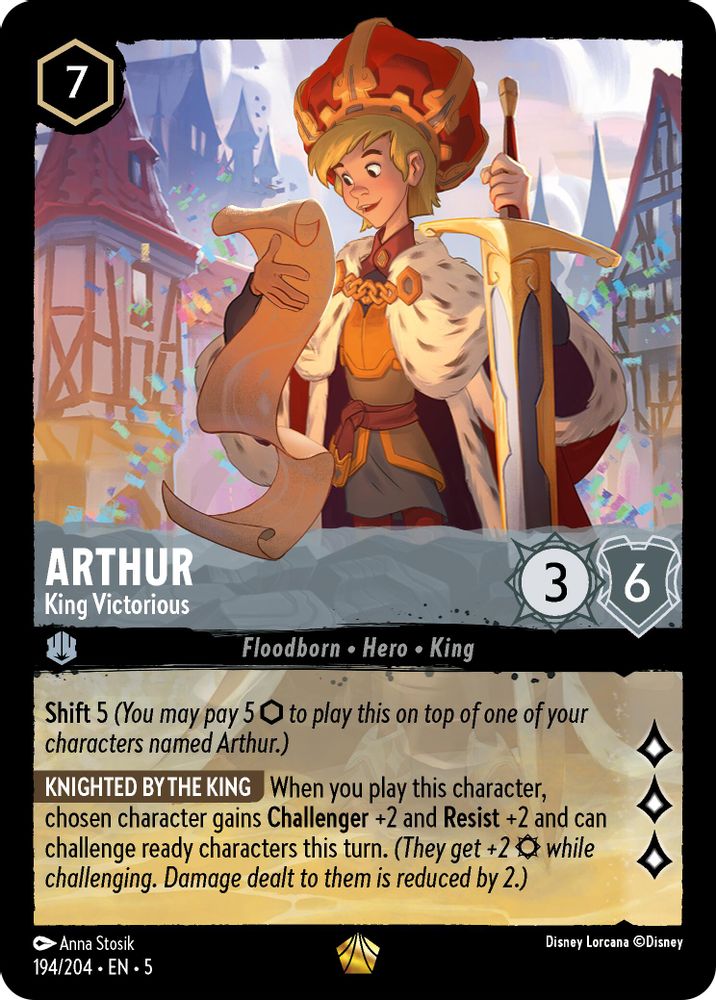 Arthur - King Victorious 194/204 Legendary Shimmering Skies Lorcana Near Mint