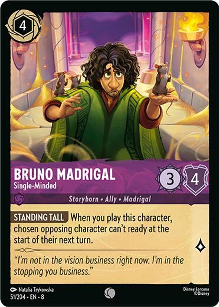 Bruno Madrigal - Single-Minded 51/204 Common Reign of Jafar Lorcana Near Mint