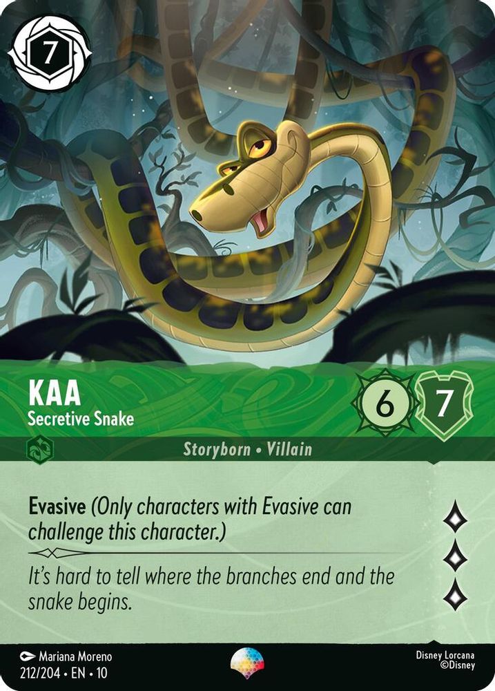 Kaa - Secretive Snake (Epic) 212/204 Epic Whispers in the Well Lorcana Holo NM