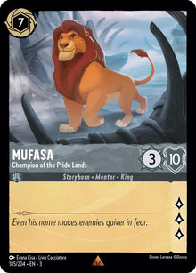 Mufasa - Champion of the Pride Lands 185/204 Rare Into the Inklands Lorcana NM