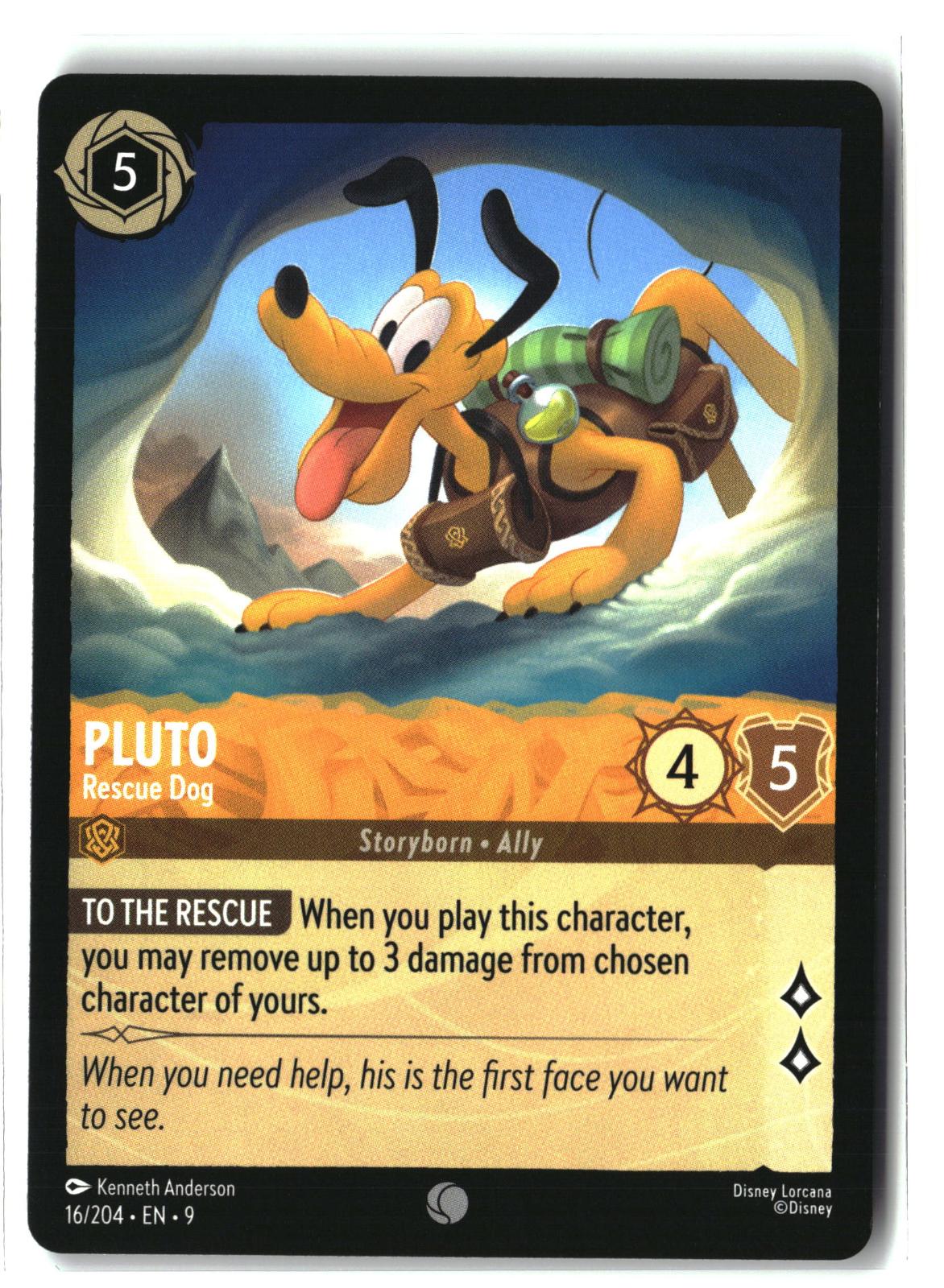 Pluto - Rescue Dog 16/204 Common Fabled Lorcana Lightly Played