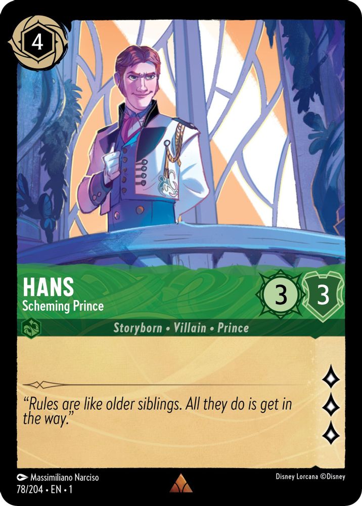 Hans - Scheming Prince 78/204 Rare The First Chapter Lorcana Near Mint