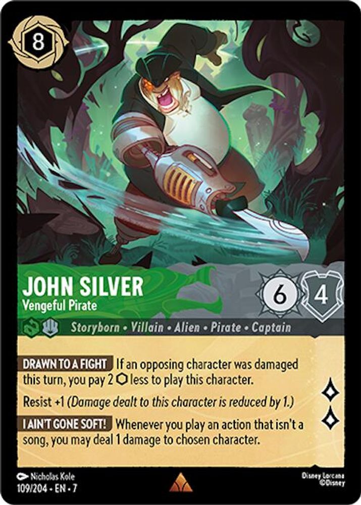 John Silver - Vengeful Pirate 109/204 Rare Archazia's Island Lorcana Near Mint
