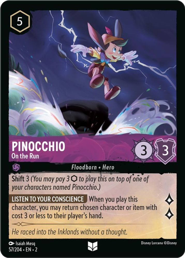 Pinocchio - On the Run 57/204 Uncommon Rise of the Floodborn Lorcana Near Mint