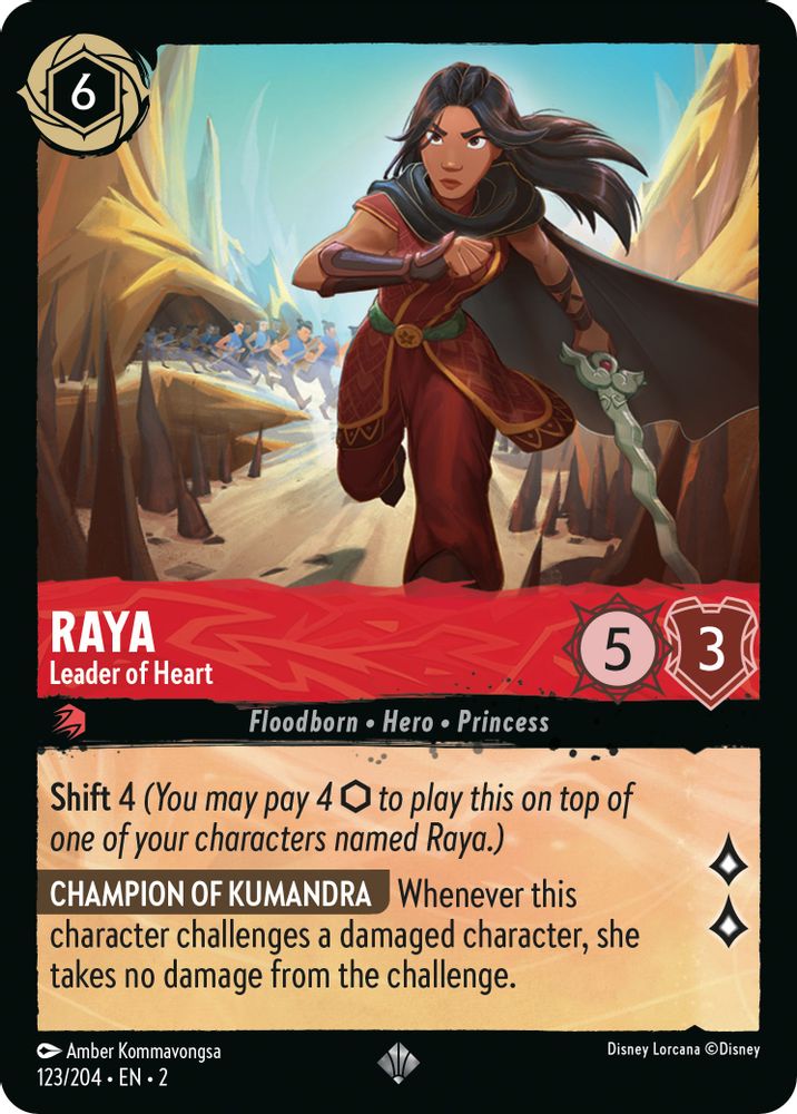 Raya - Leader of Heart 123/204 Super Rare Rise of the Floodborn Lorcana NM