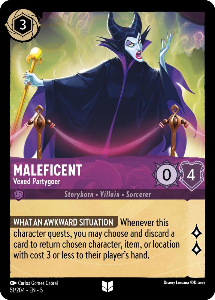 Maleficent - Vexed Partygoer 51/204 Uncommon Shimmering Skies Lorcana Near Mint