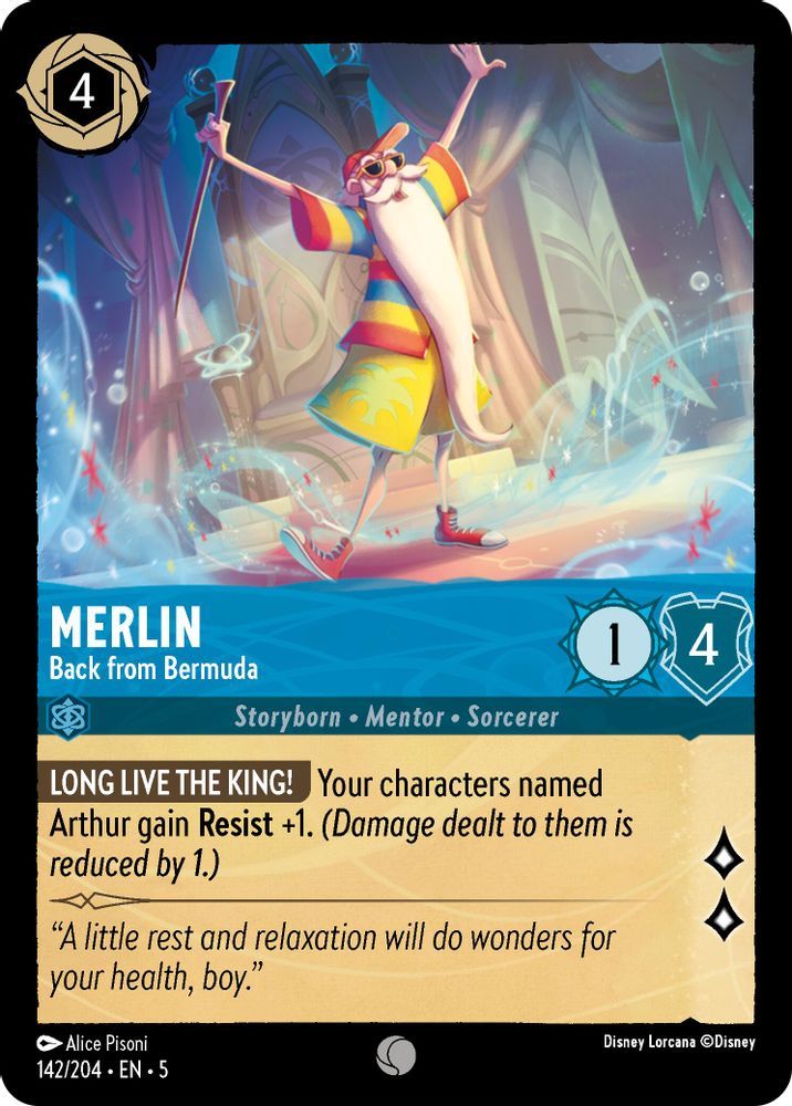 Merlin - Back from Bermuda 142/204 Common Shimmering Skies Lorcana Near Mint