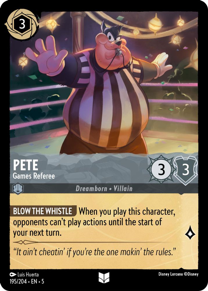 Pete - Games Referee 195/204 Uncommon Shimmering Skies Lorcana Near Mint