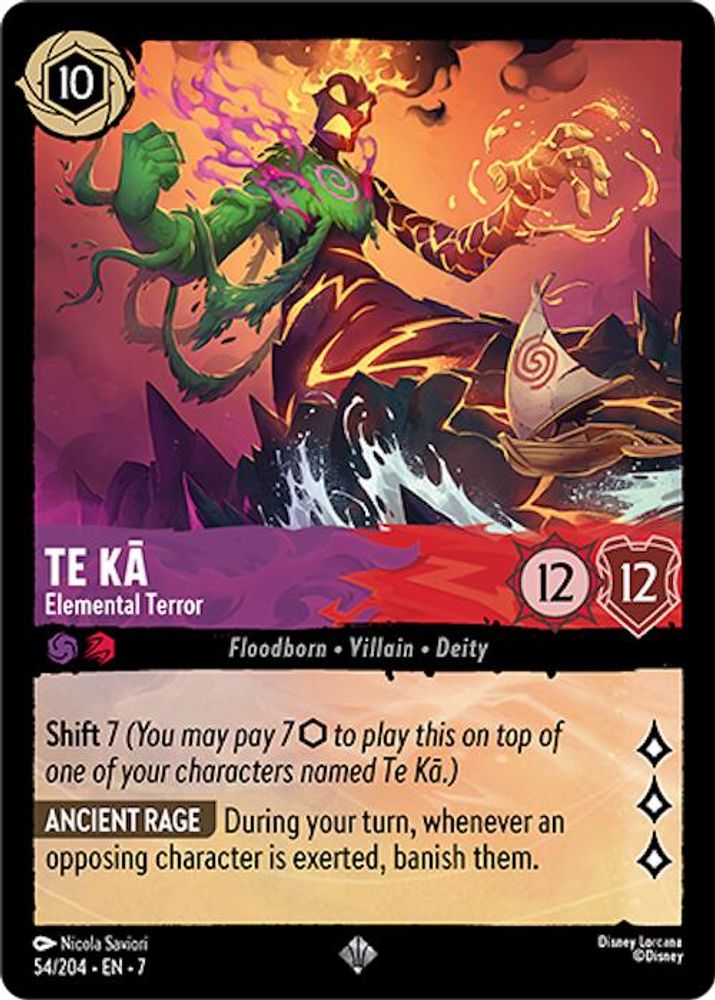Te Ka - Elemental Terror 54/204 Super Rare Archazia's Island Lorcana Near Mint