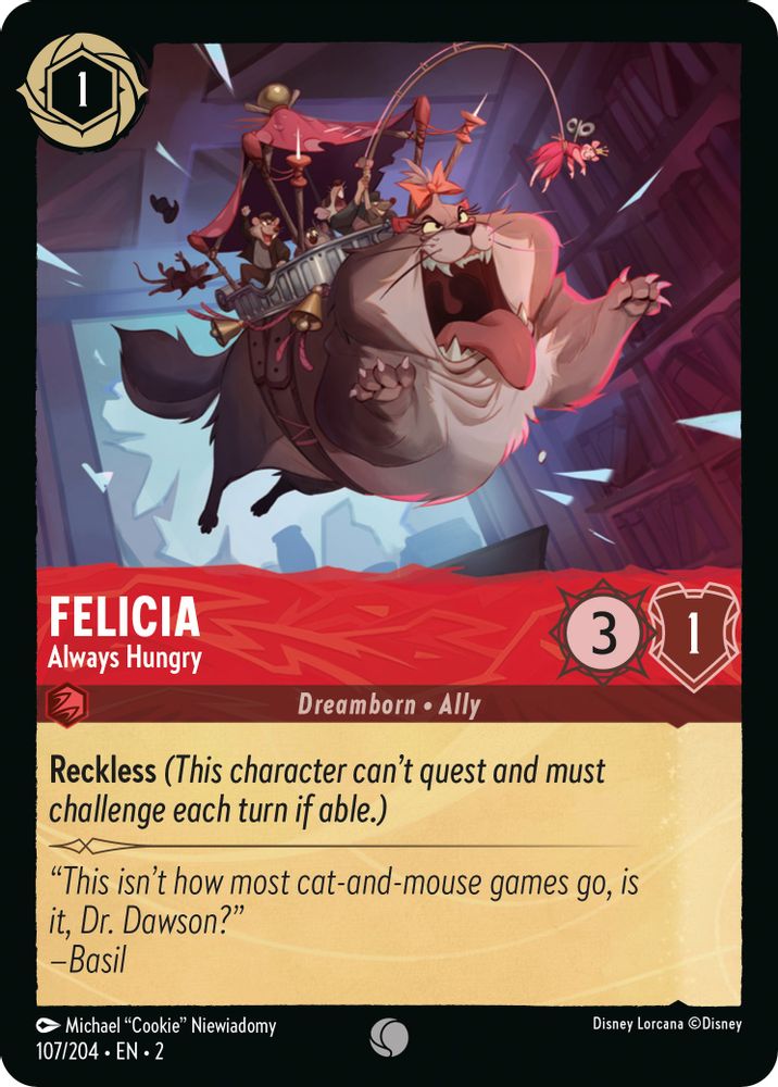 Felicia - Always Hungry 107/204 Common Rise of the Floodborn Lorcana Near Mint