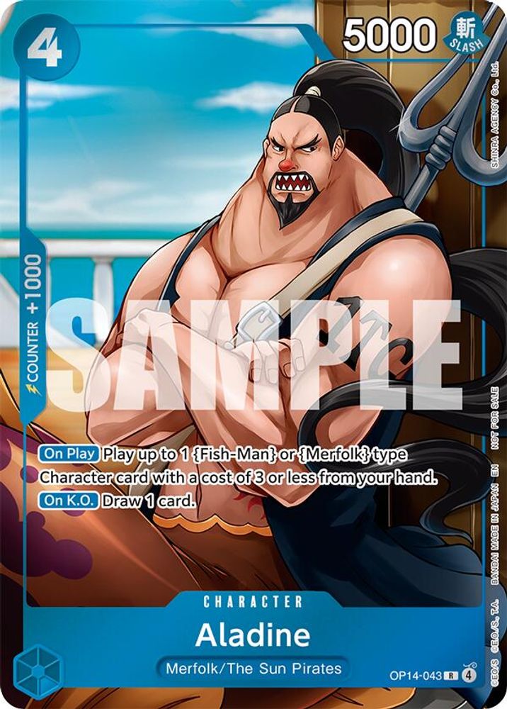 Aladine (Dash Pack) OP14-043 Rare The Azure Sea's Seven One Piece Foil Near Mint