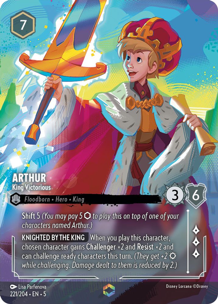 Arthur - King Victorious (Enchanted) 221/204 Shimmering Skies Lorcana Holo NM