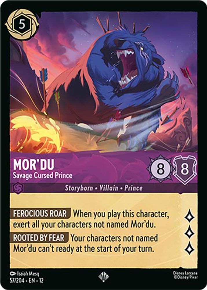 Mor'du - Savage Cursed Prince 57/204 Super Rare Wilds Unknown Lorcana Near Mint