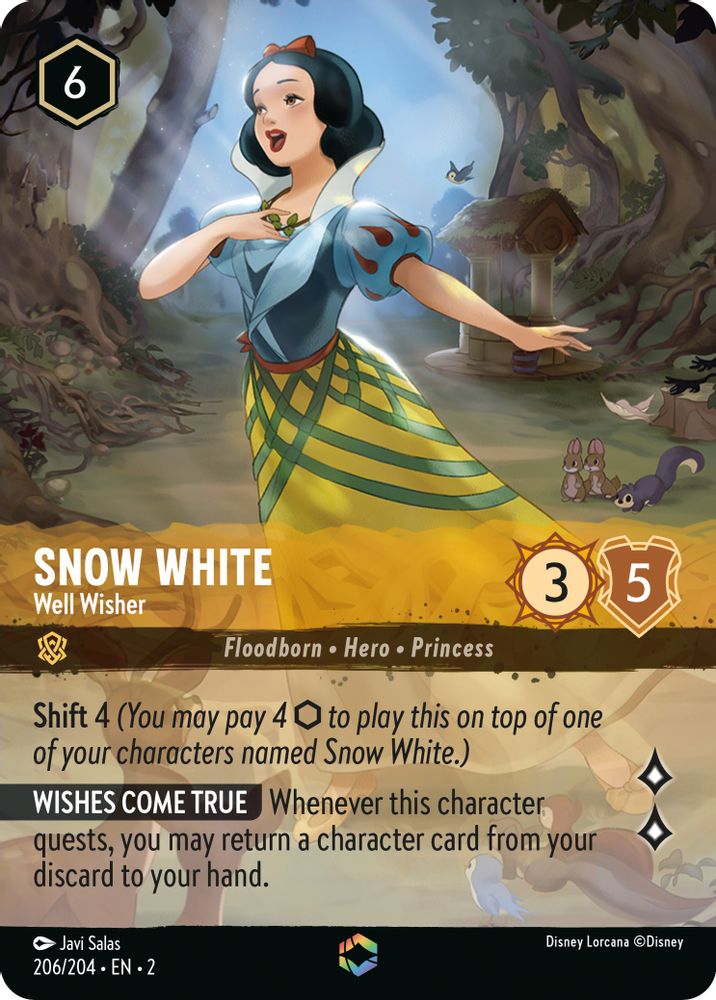 Snow White - Well Wisher (Enchanted) 206/204 Rise of the Floodborn Lorcana Holo NM