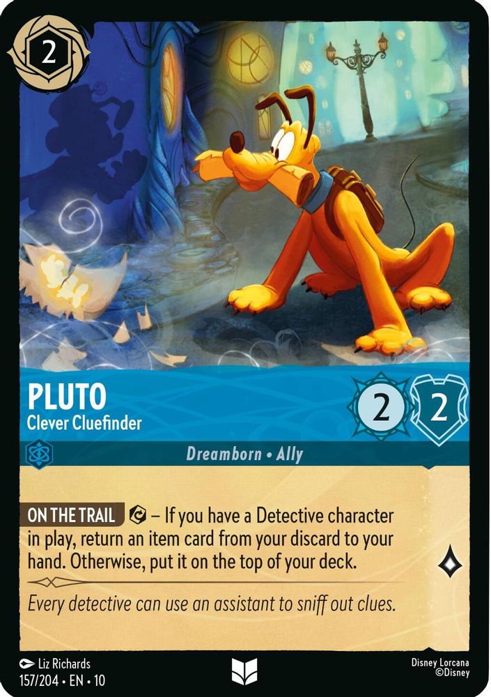 Pluto - Clever Cluefinder 157/204 Uncommon Whispers in the Well Lorcana NM