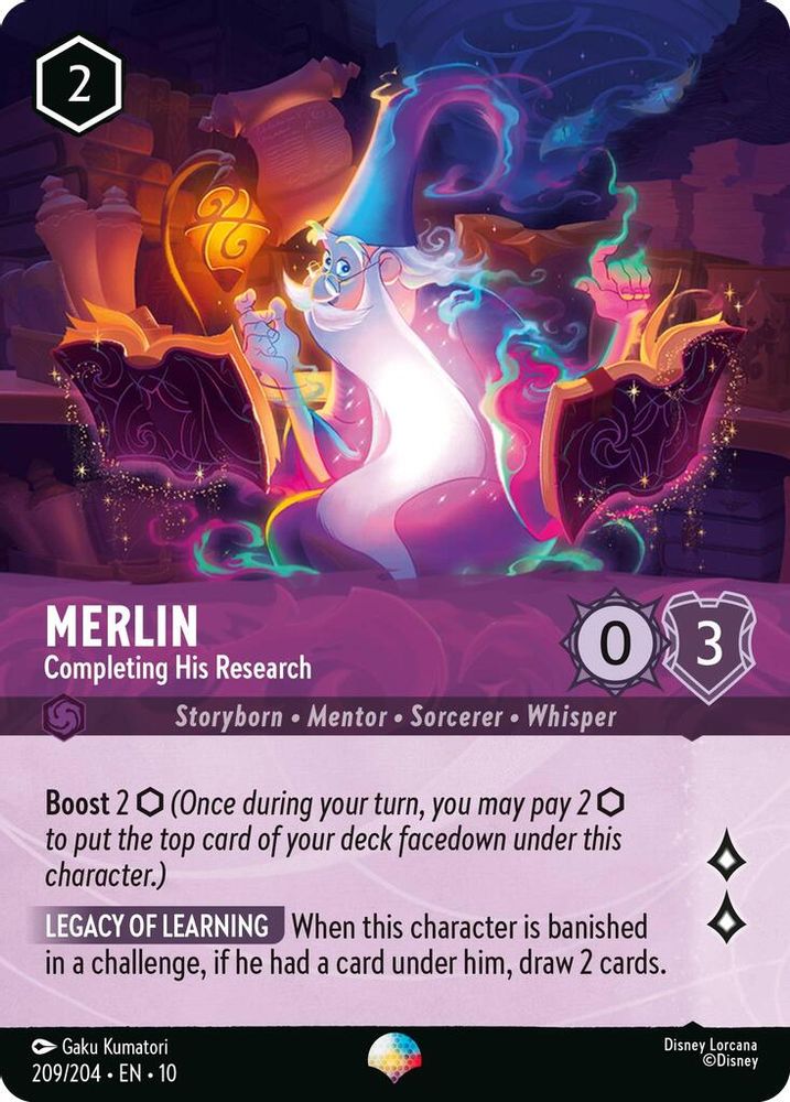 Merlin - Completing His Research (Epic) 209/204 Lorcana Holo NM