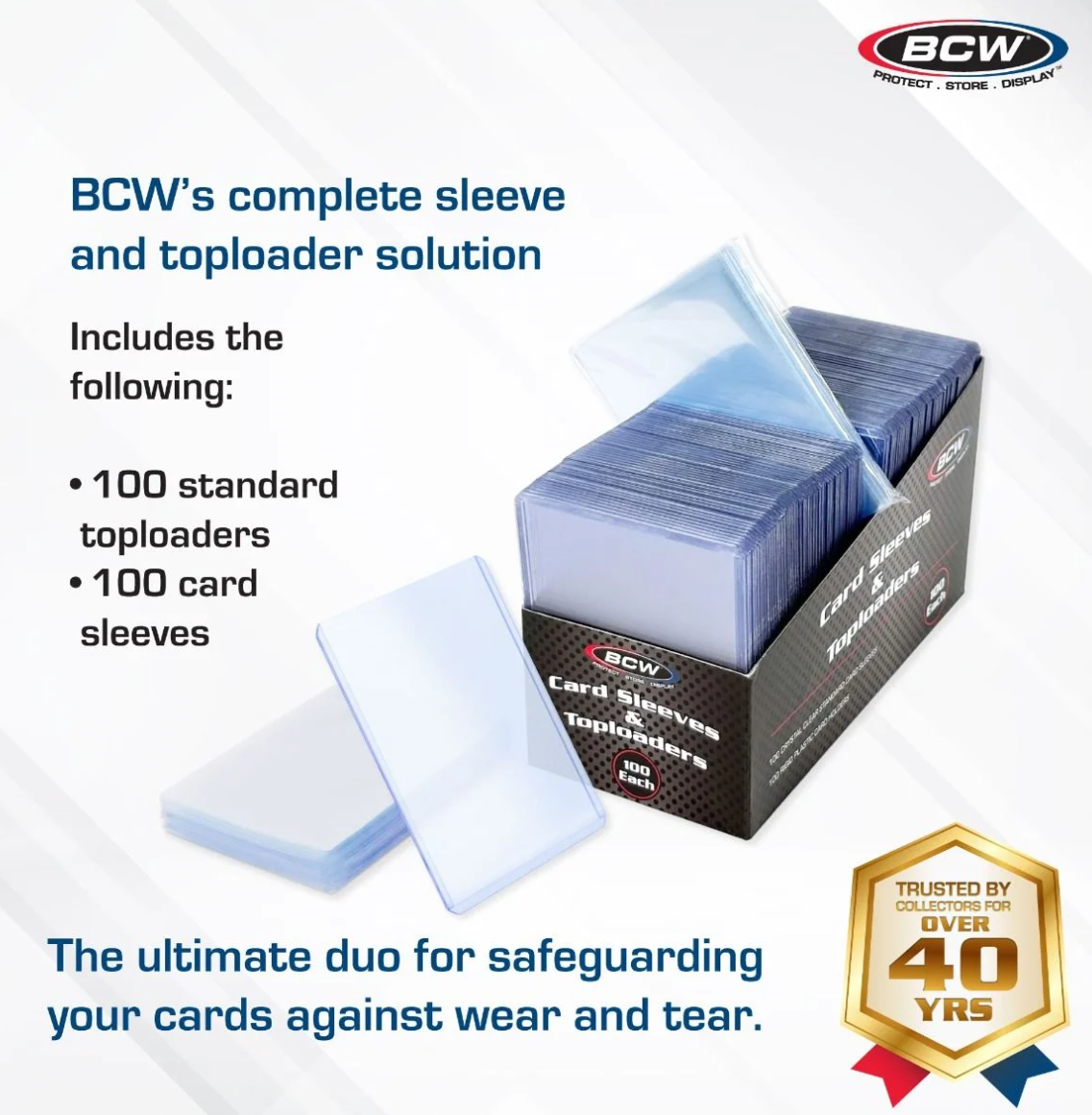 100 Count Card Sleeves and Top Loader Combo Pack - 3x4 Standard BCW