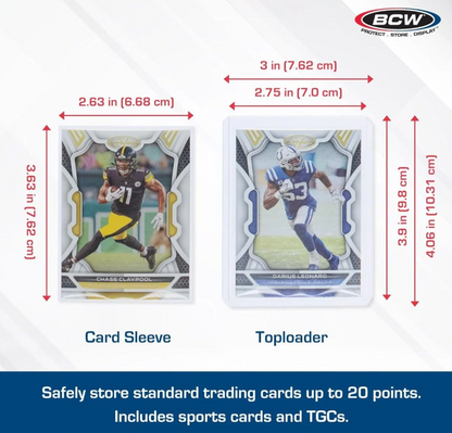 100 Count Card Sleeves and Top Loader Combo Pack - 3x4 Standard BCW