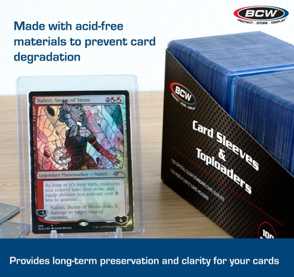 100 Count Card Sleeves and Top Loader Combo Pack - 3x4 Standard BCW