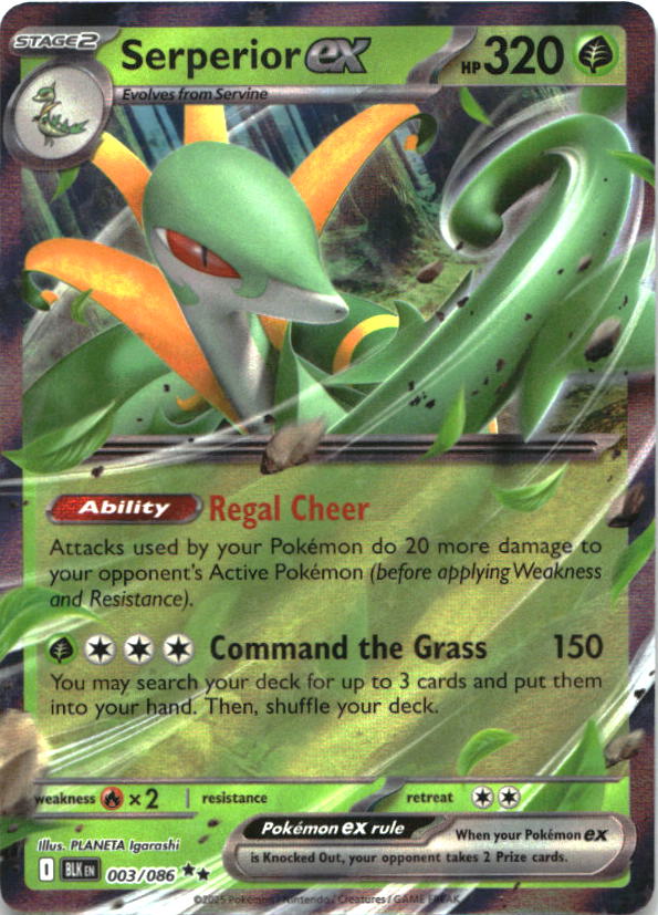 Serperior ex 003/086 Holo Double Rare Black Bolt Pokemon Near Mint