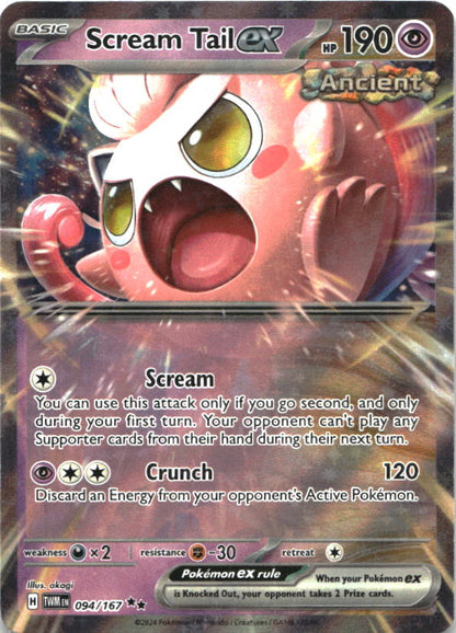 Scream Tail ex 094/167 Double Rare Twilight Masquerade Pokemon Near Mint