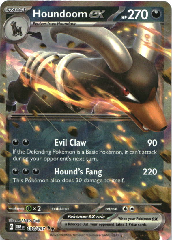 Houndoom ex 134/197 Double Rare Obsidian Flames Pokemon Near Mint