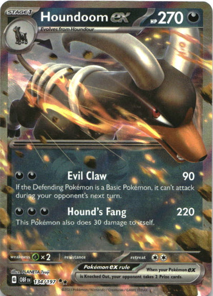 Houndoom ex 134/197 Double Rare Obsidian Flames Pokemon Near Mint