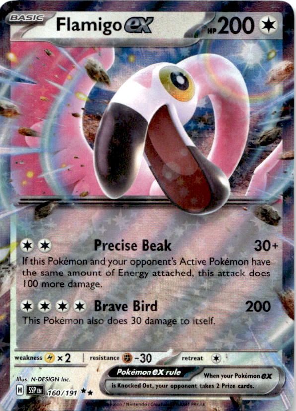 Flamigo ex 160/191 Double Rare Surging Sparks Pokemon Near Mint