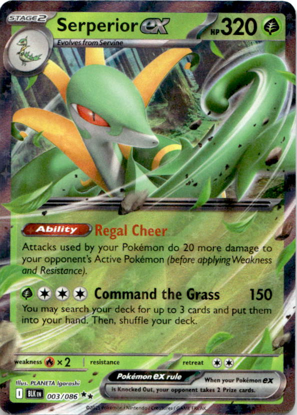 Serperior ex 003/086 Holo Double Rare Black Bolt Pokemon Near Mint
