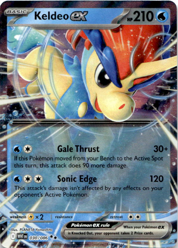 Keldeo ex 030/086 Holo Double Rare White Flare Pokemon Near Mint