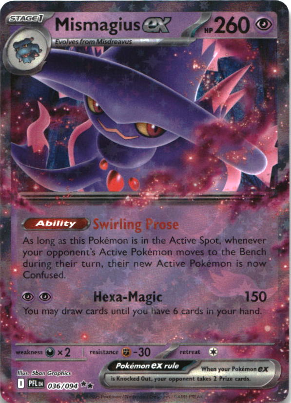 Mismagius ex 036/094 Double Rare Phantasmal Flames Pokemon Near Mint