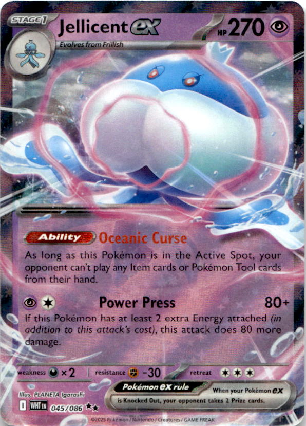 Jellicent ex 045/086 Holo Double Rare White Flare Pokemon Near Mint