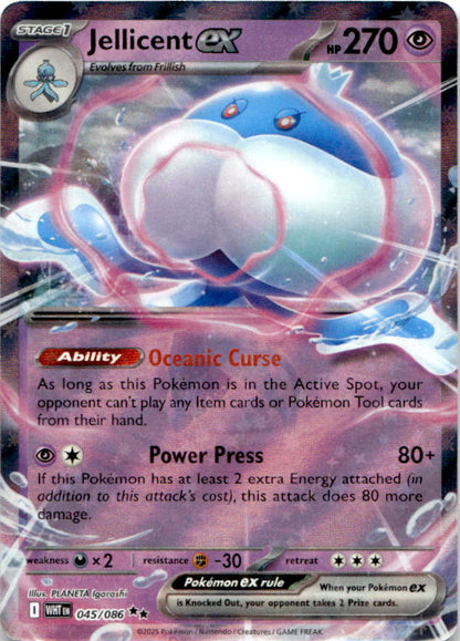 Jellicent ex 045/086 Holo Double Rare White Flare Pokemon Near Mint
