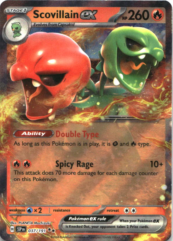 Scovillain ex 037/191 Double Rare Surging Sparks Pokemon Near Mint
