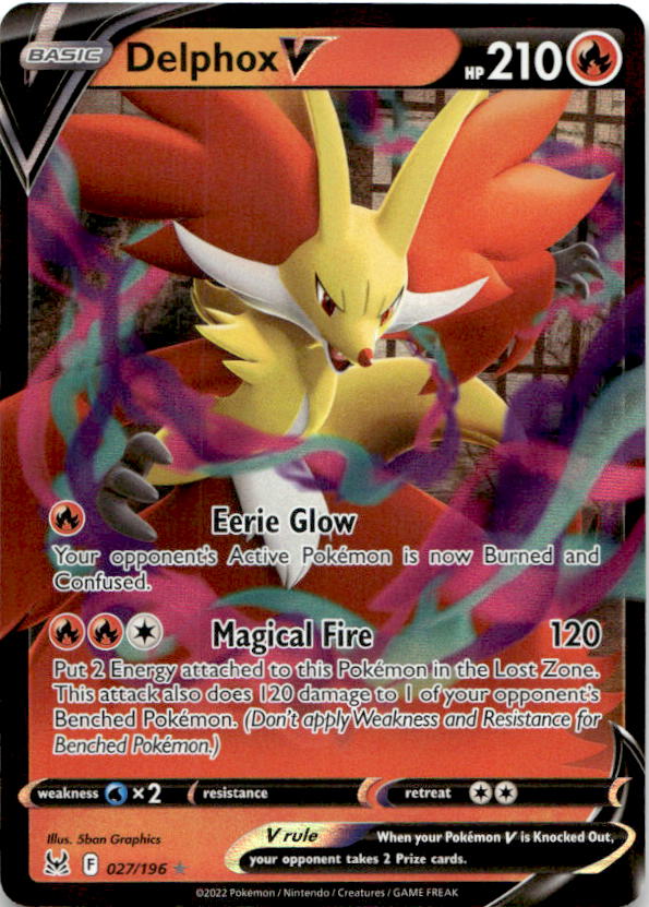 Delphox V 027/196 Holo V Rare Lost Origin Pokemon Near Mint