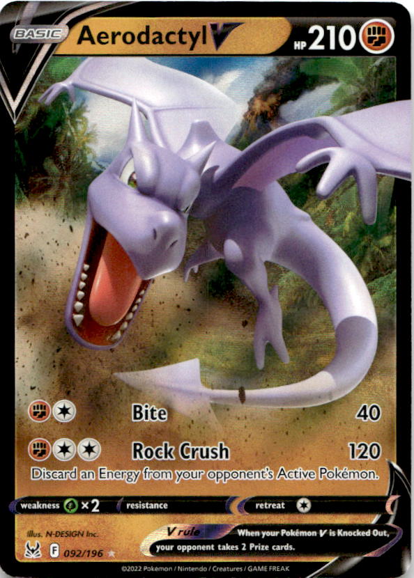 Aerodactyl V 092/196 Holo V Rare Lost Origin Pokemon Near Mint