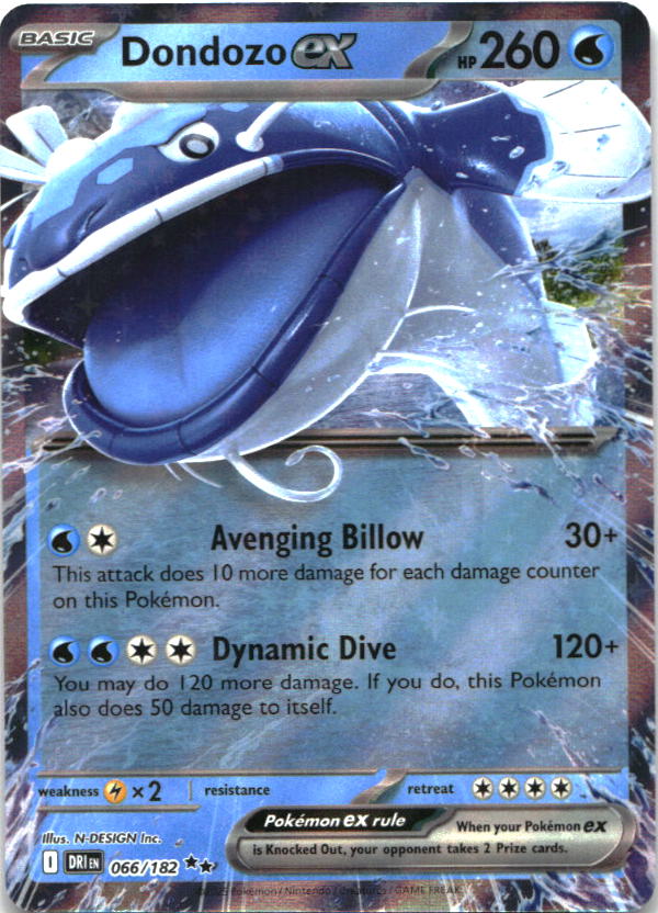 Dondozo ex 066/182 Double Rare Destined Rivals Pokemon Near Mint